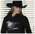 Cowgirl Up flaming horse hooded sweatshirt