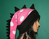 Pink Black Minnie Mouse Dragon Tail Dinosaur Fleece Winter Ski Snowboarding Hat