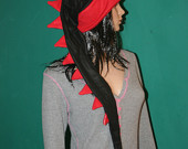 Super Long Red Black Dragon Dinosaur Winter Fleece Ski Hat