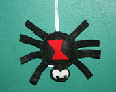 Black Widow Spider Cute Felt Ornament Hanging Web