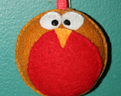 Fat Round Robin Bird Felt Ornament Cute