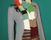 Upcycled Scarf Colorful LONG Repurposed Fashion Winter Warm